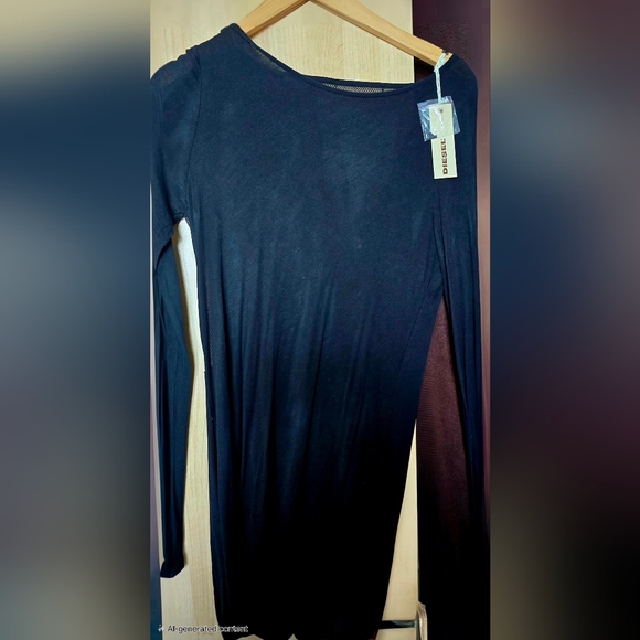 Diesel Black Asymmetrical Long Sleeve Sheath Dress - Picture 3 of 3